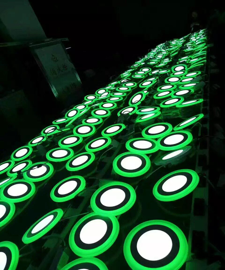 5. round double color led panel light testing